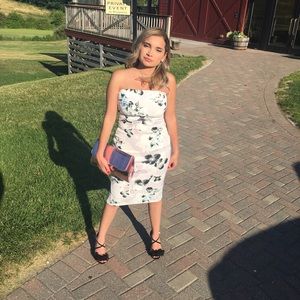 Midi strapless floral dress